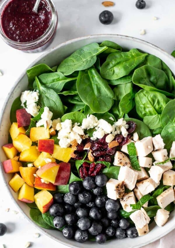 Peach and Blueberry Salad with Blueberry Vinaigrette