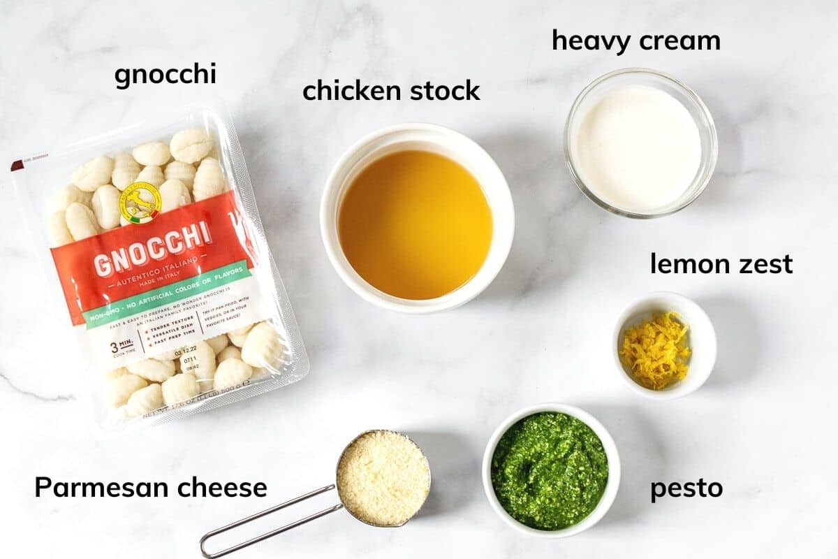 ingredients needed to make this pesto gnocchi recipe