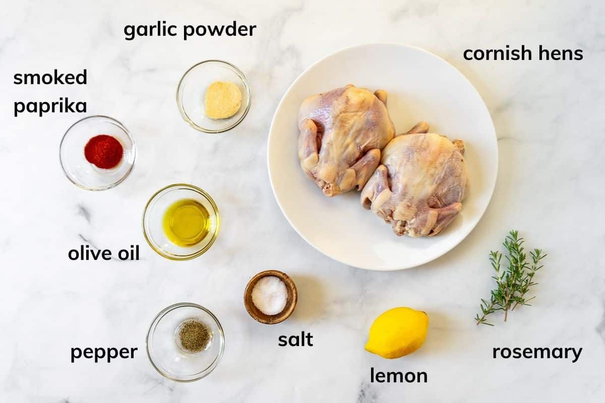 Ingredients needed to make Cornish game hens in the air fryer