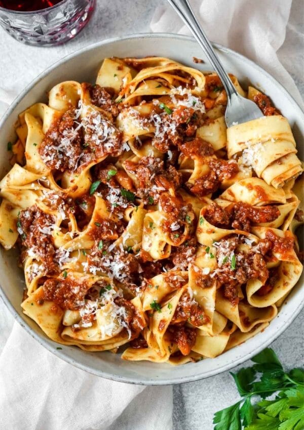 Easy Slow Cooker Bison Bolognese (Meat Sauce)