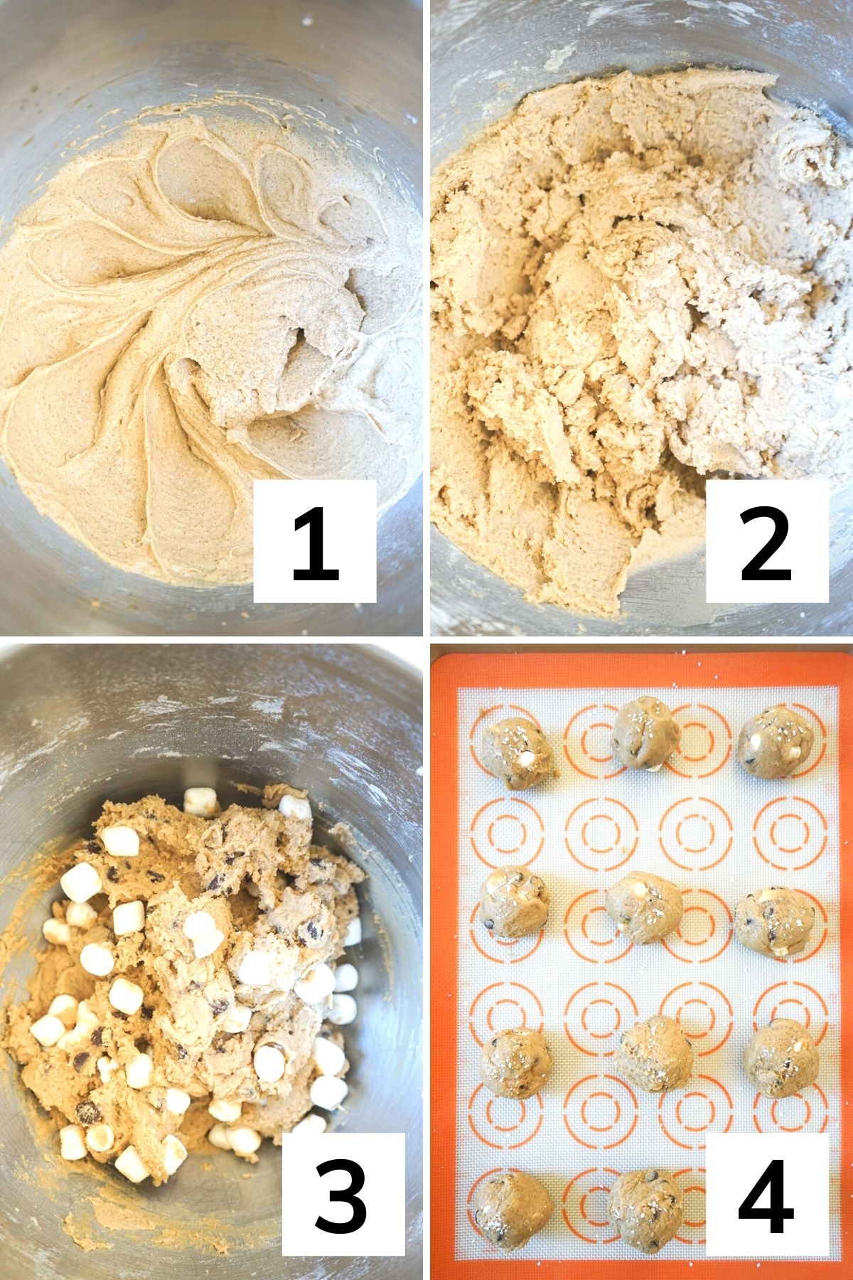 How to make chocolate chip cookies with marshmallows step by step.