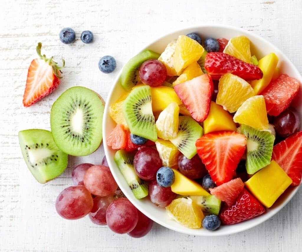 Fresh fruit salad. A great side for sandwiches in school lunches.
