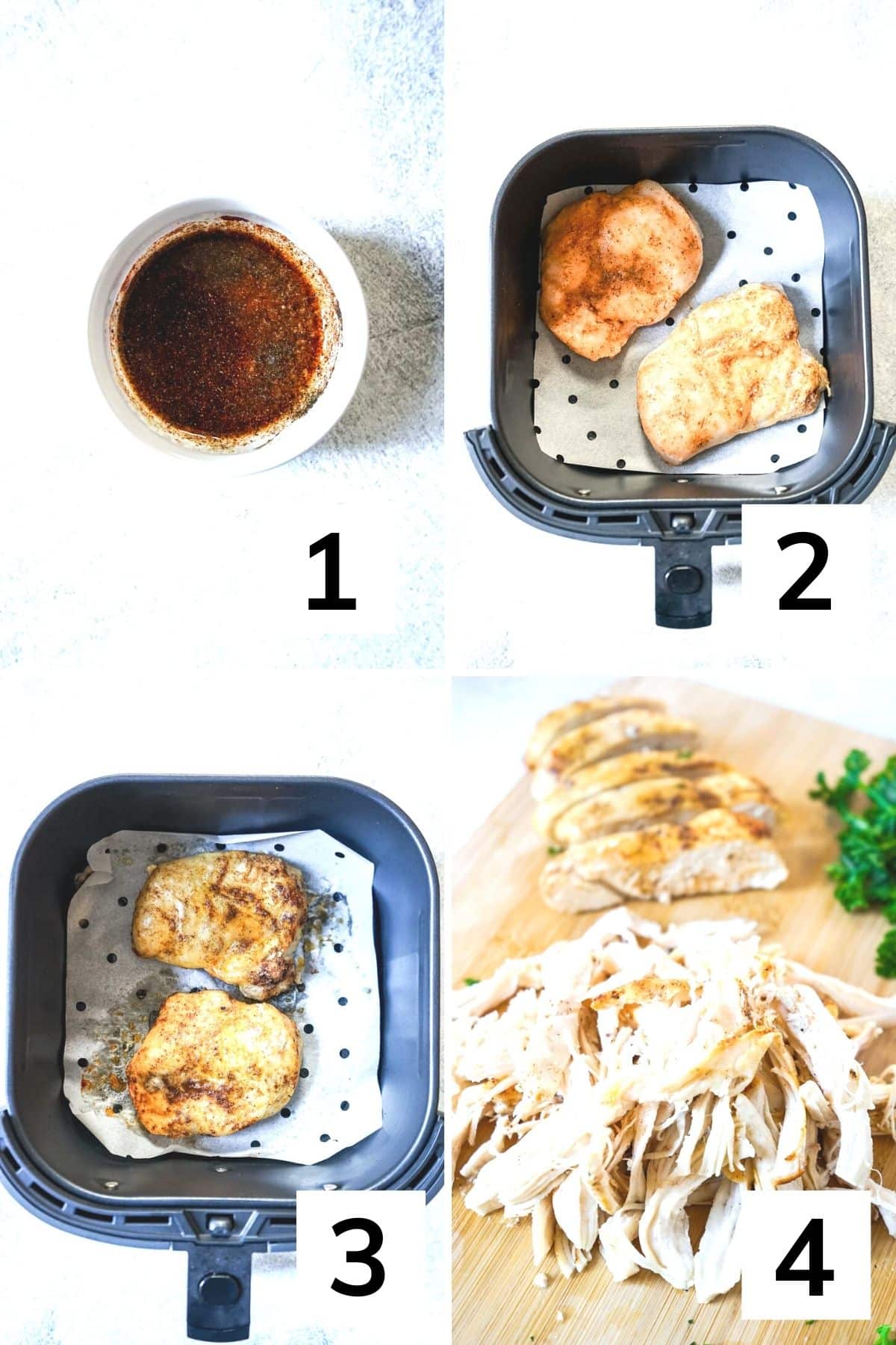 How to make frozen chicken breasts in the air fryer step by step. 