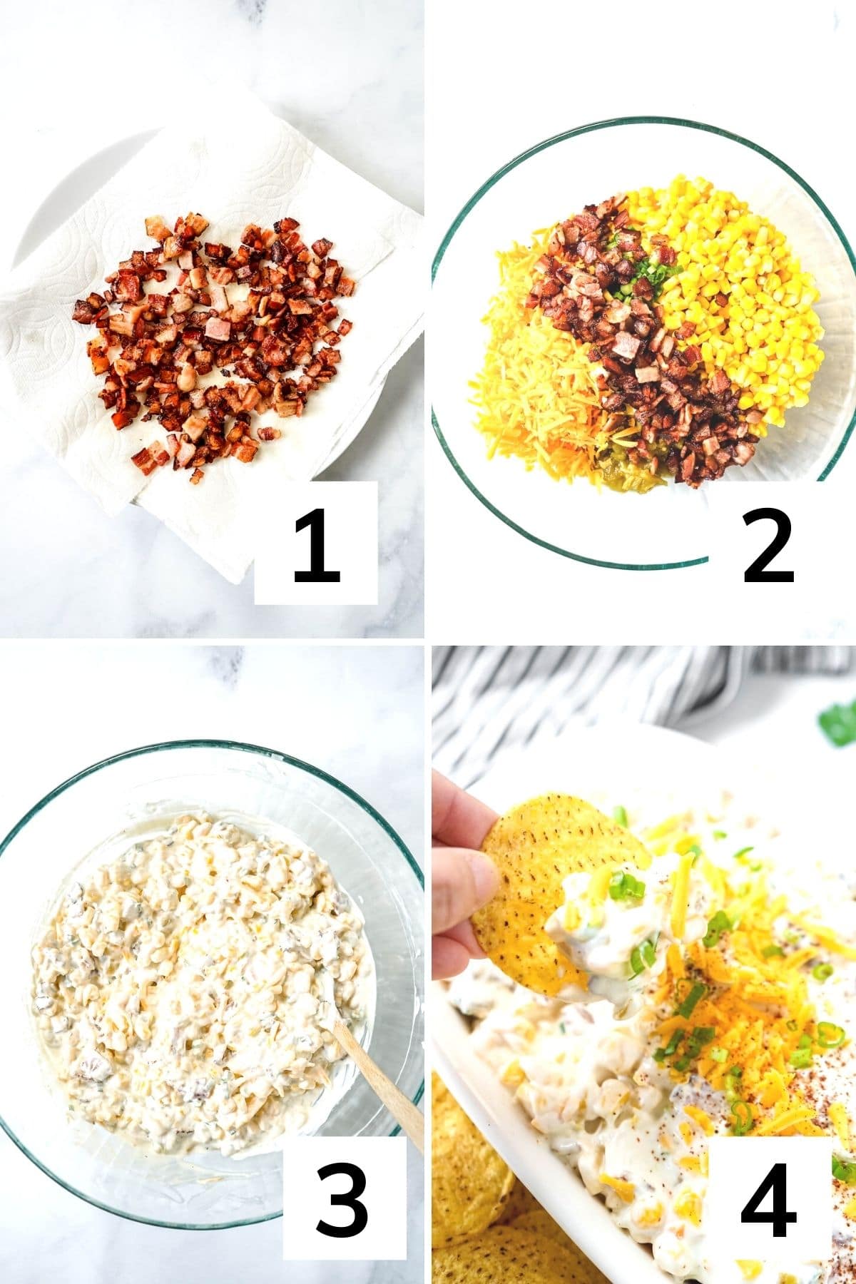 How to make bacon and corn crack dip step by step.