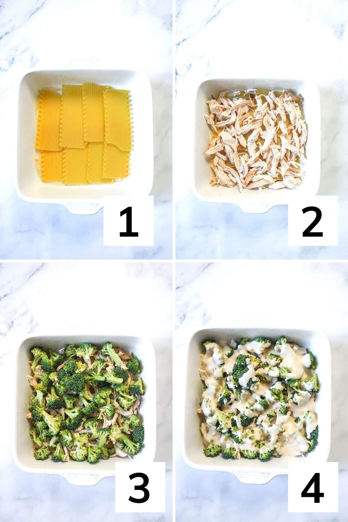 how to make chicken broccoli lasagna step by step.