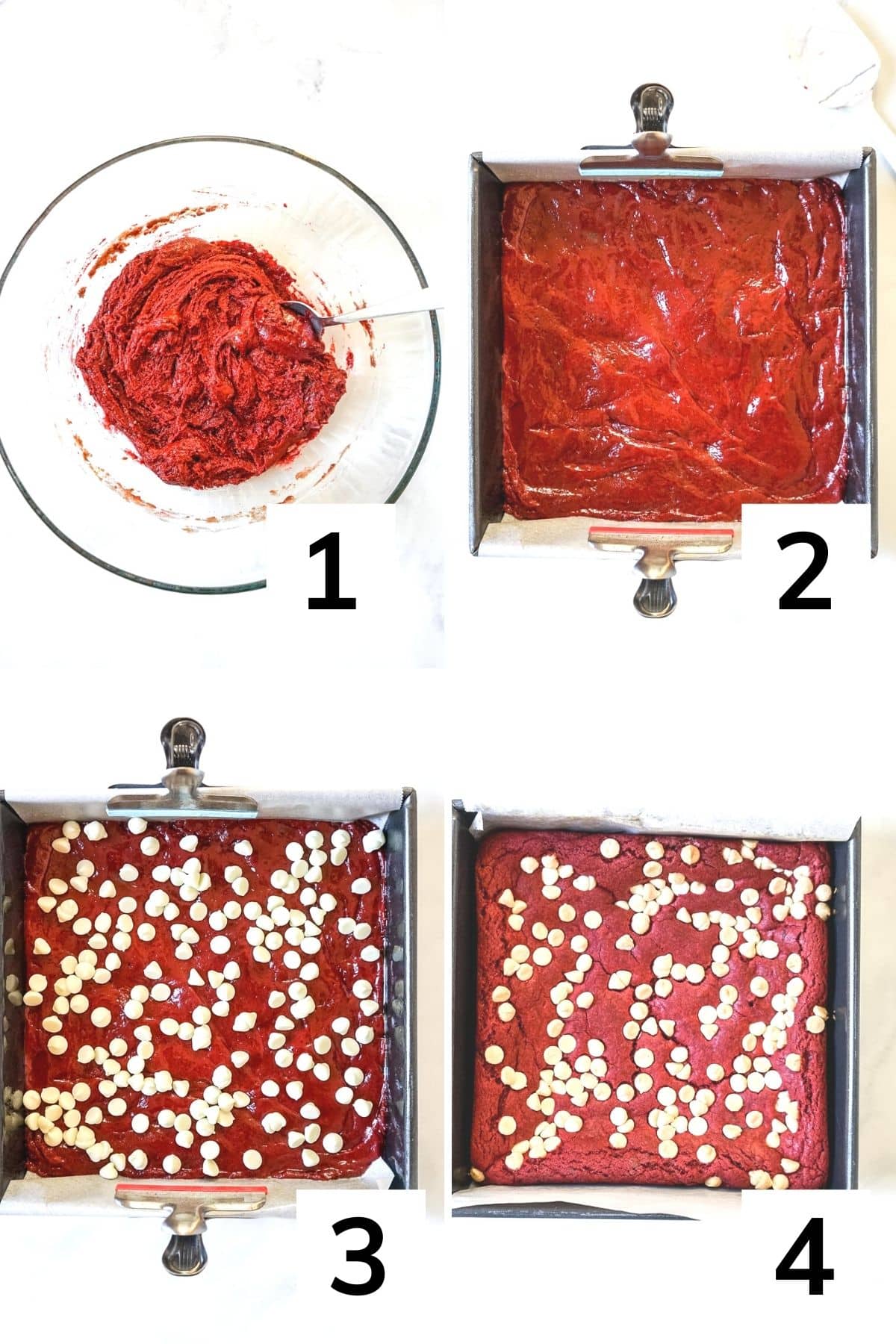 How to make red velvet brownies step by step.