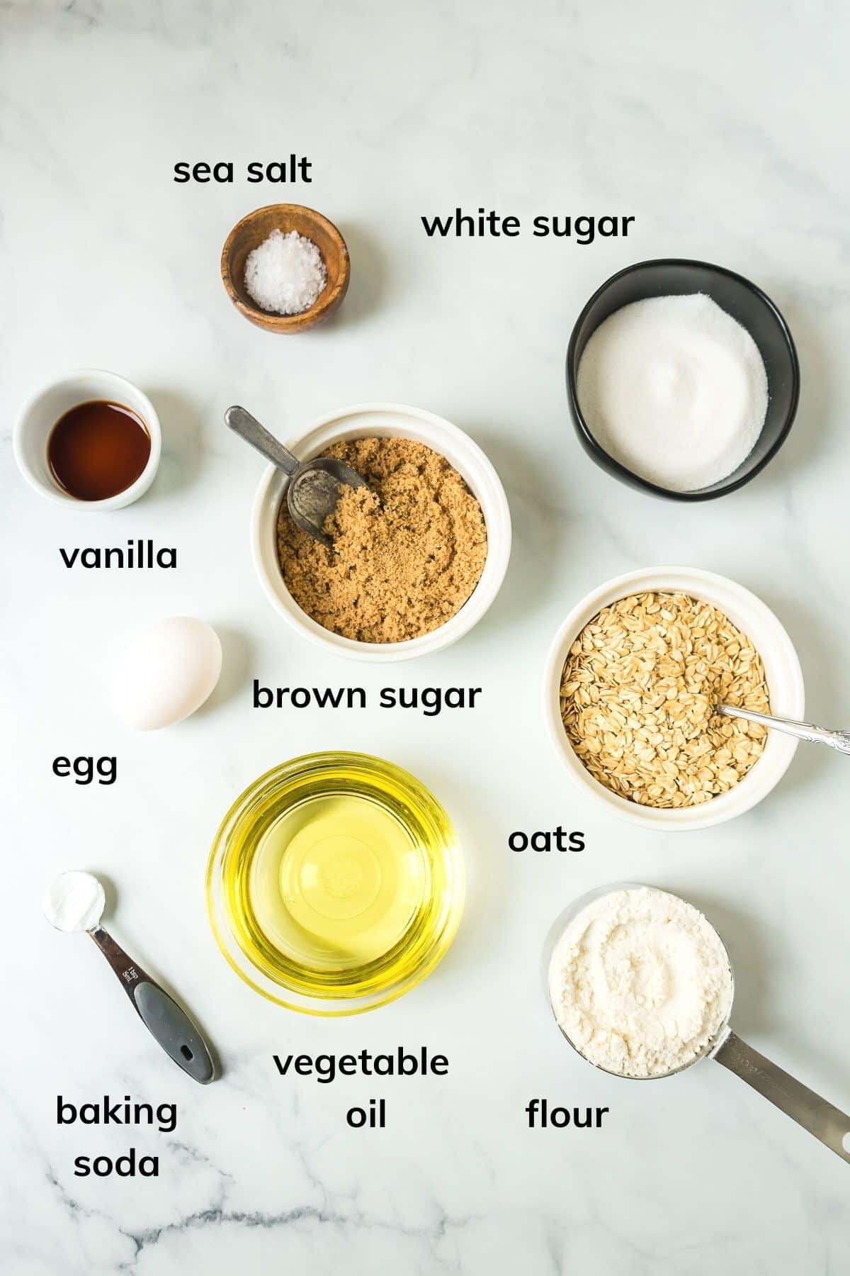 Ingredients needed to make oatmeal cookies without butter.