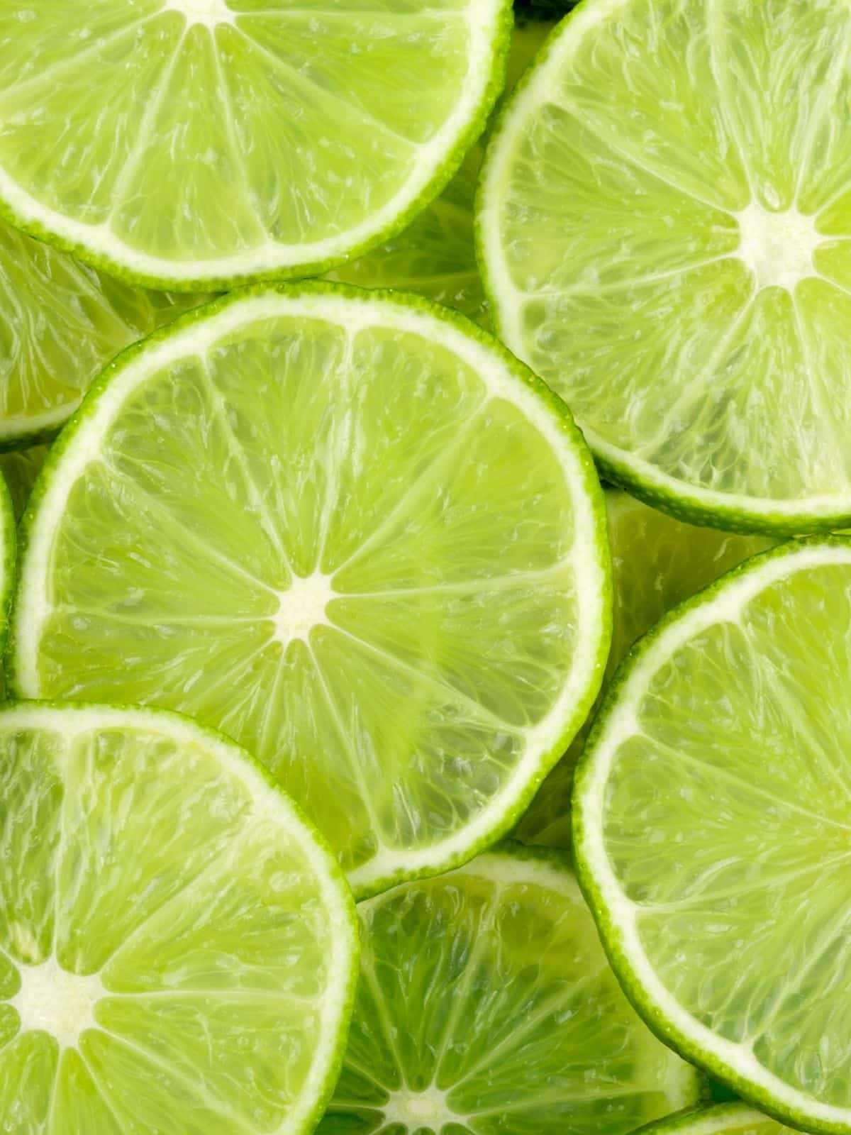 A bunch of sliced limes. 