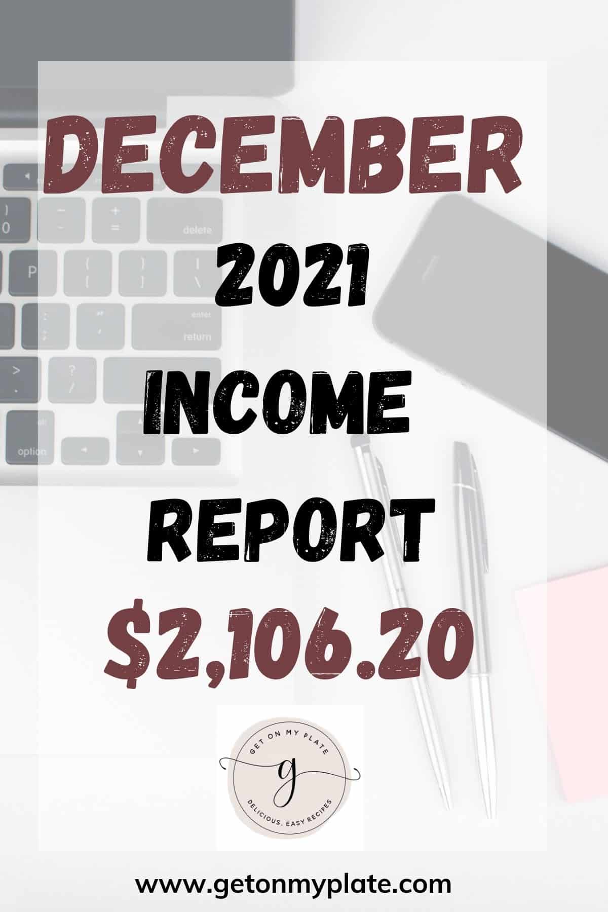 Graphic showing what my food blog income was in December of 2021.