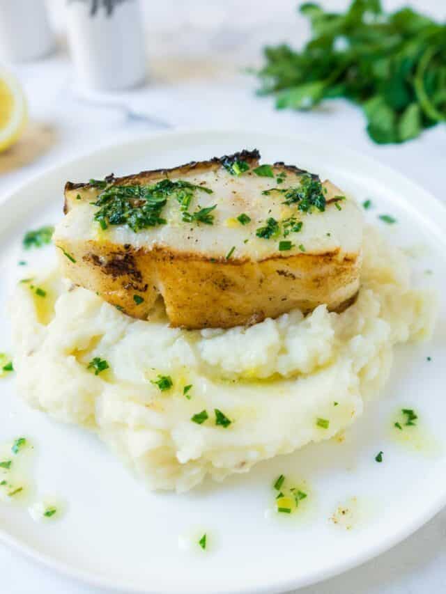 Pan Seared Chilean Sea Bass with Herb Butter Sauce
