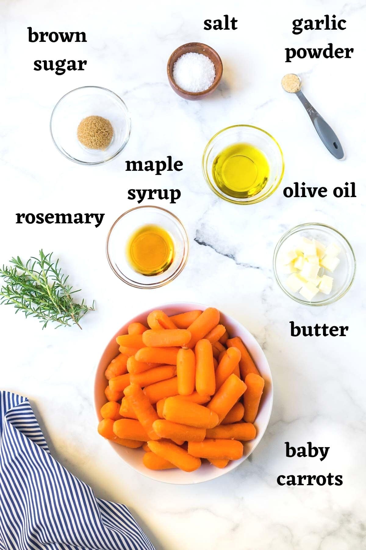 ingredients needed to make air fryer roasted baby carrots.