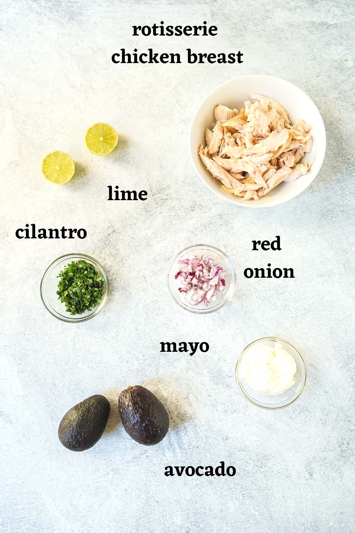 Ingredients needed to make this California Chicken Salad recipe.