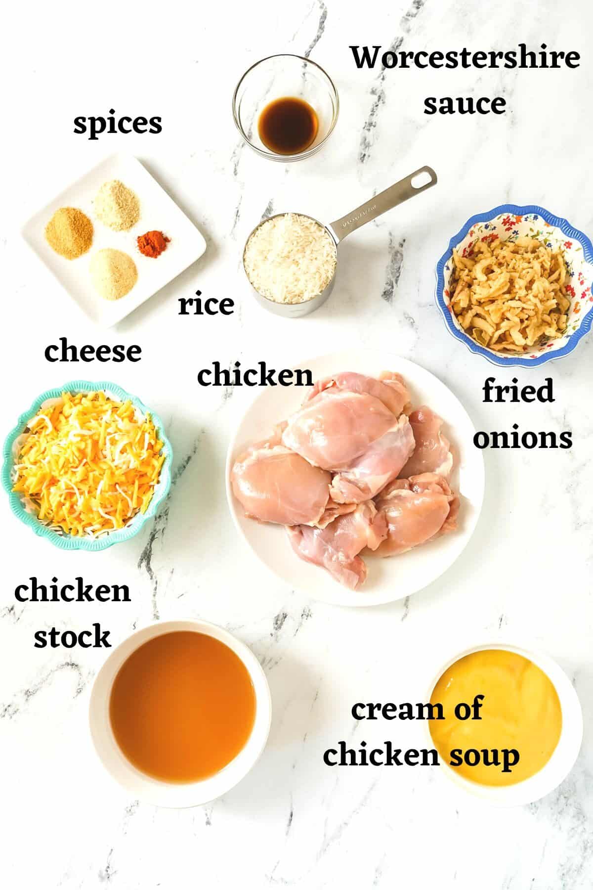 Ingredients needed to make Baked Chicken with Cream of Chicken Soup.