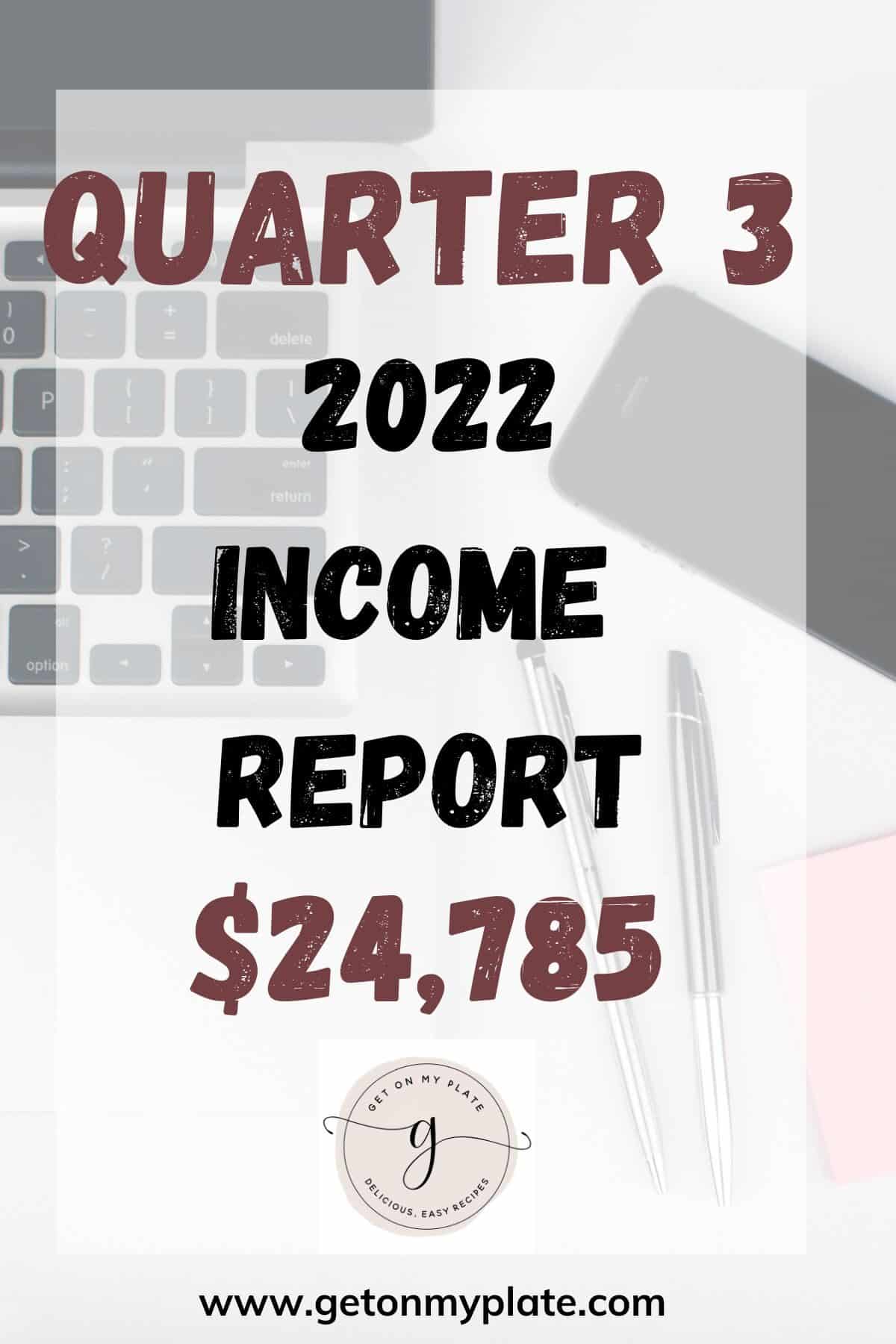 Graphic that shows food blog income report for Q3 2022.