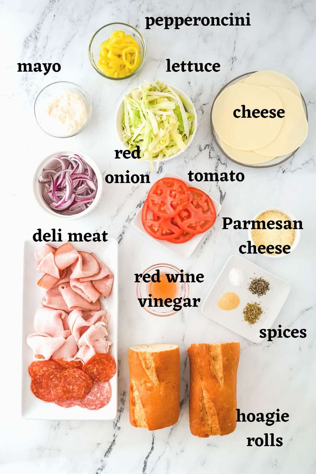 Ingredients needed to make this amazing TikTok Italian Grinder Sandwich.