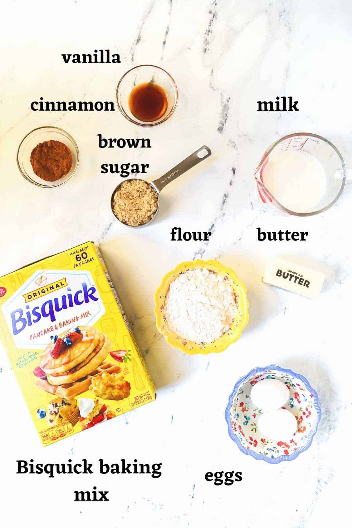 Ingredients needed to make this Bisquick Coffee Cake recipe.