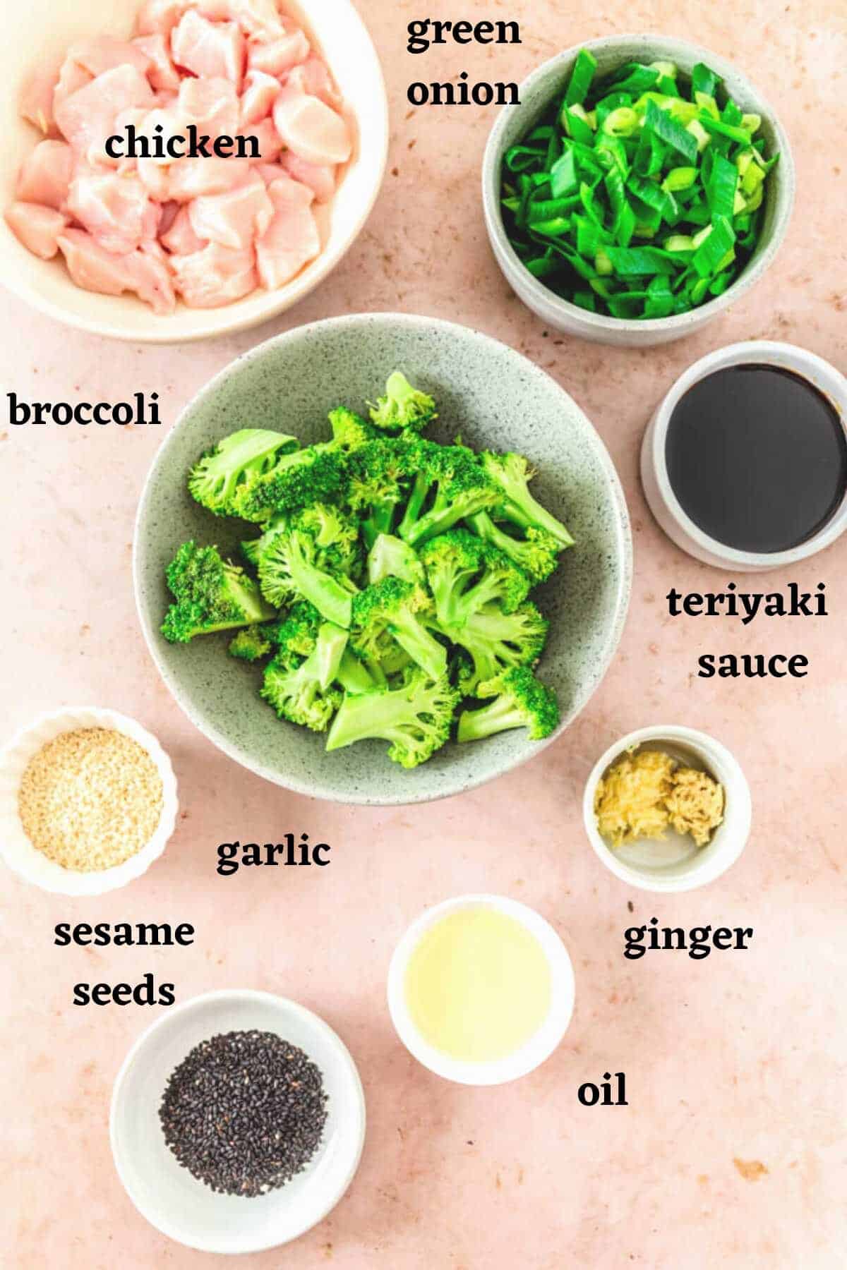 Ingredients to make Easy Chicken Teriyaki with Broccoli.