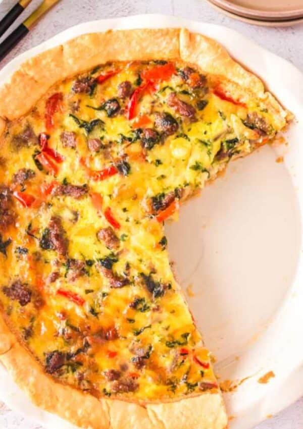 Sausage and Spinach Quiche {Christmas Quiche}
