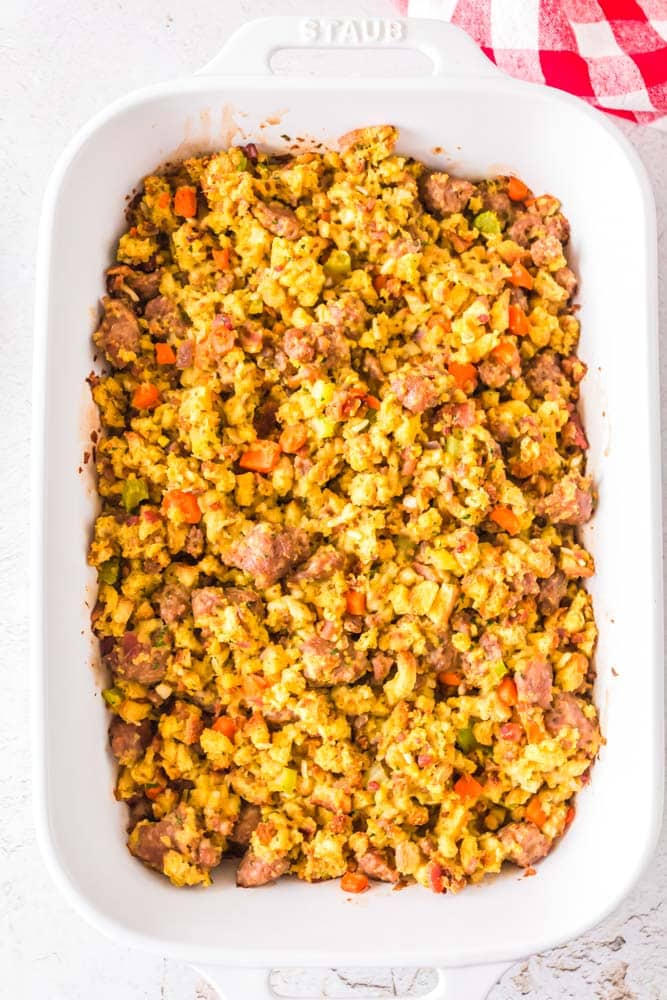 Italian Sausage Stuffing after being baked.