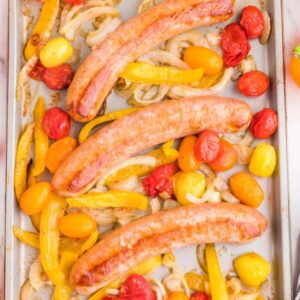 Easy Baked Italian Sausage and Peppers in a sheet pan