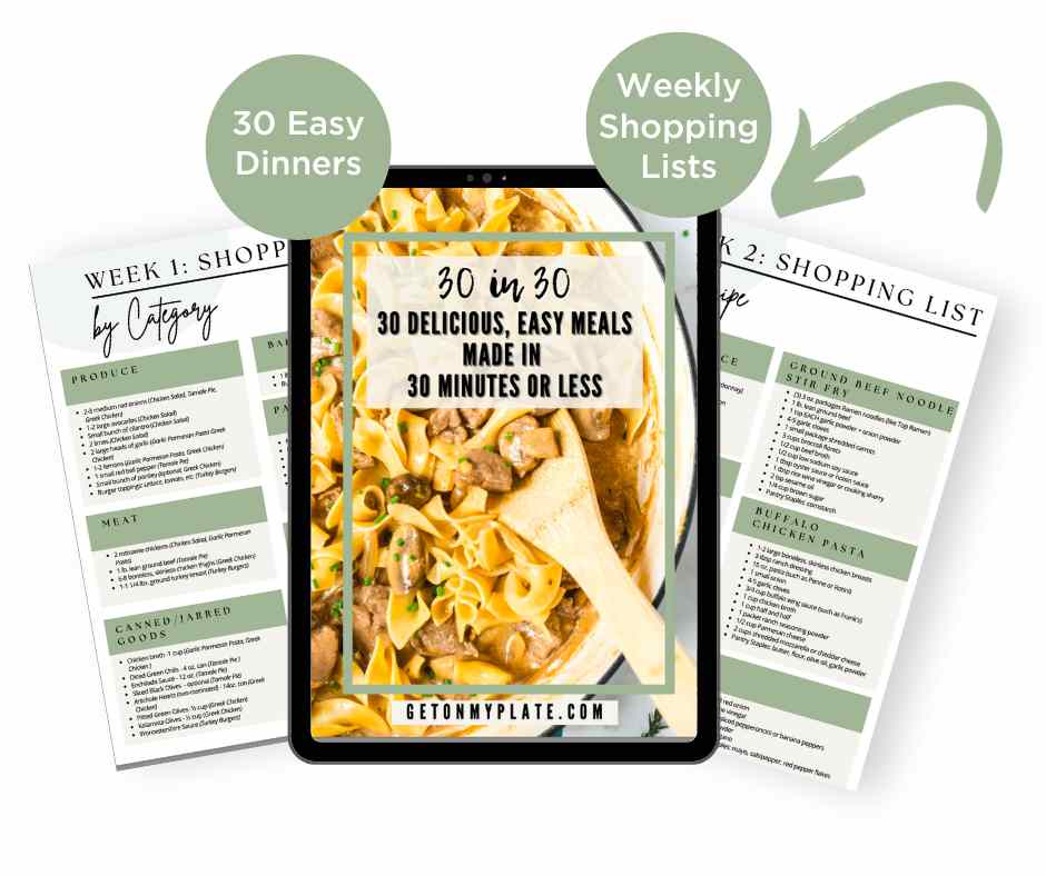 screen shots of meal plan cookbook