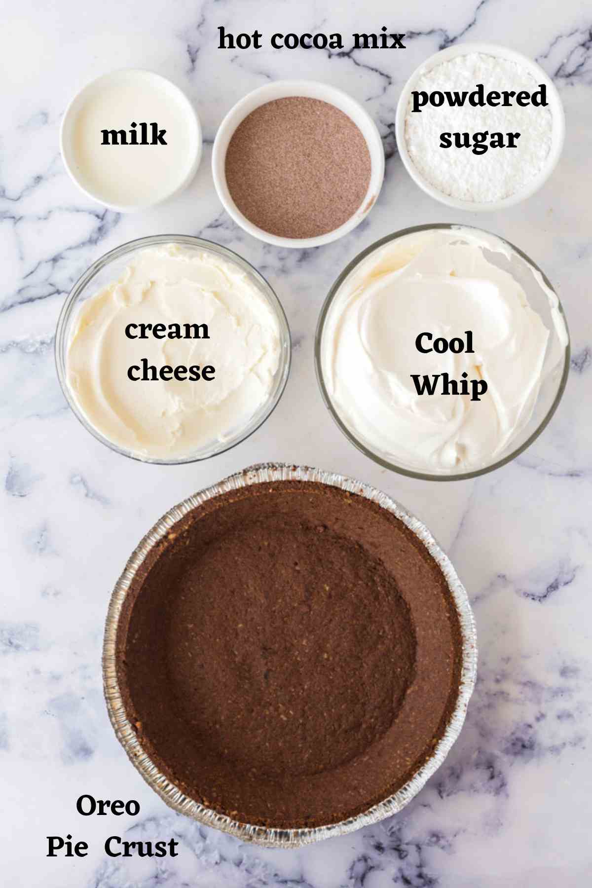 ingredients needed for no bake hot chocolate pie
