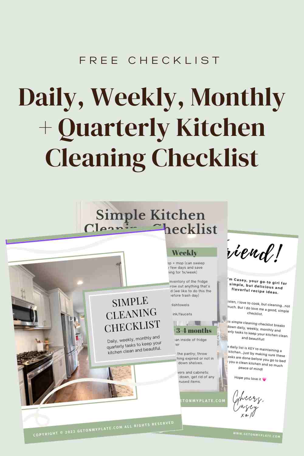 Screen shots for simple kitchen cleaning checklist.