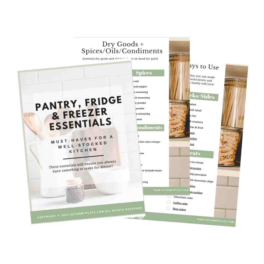 screen shots of pantry essentials printable.