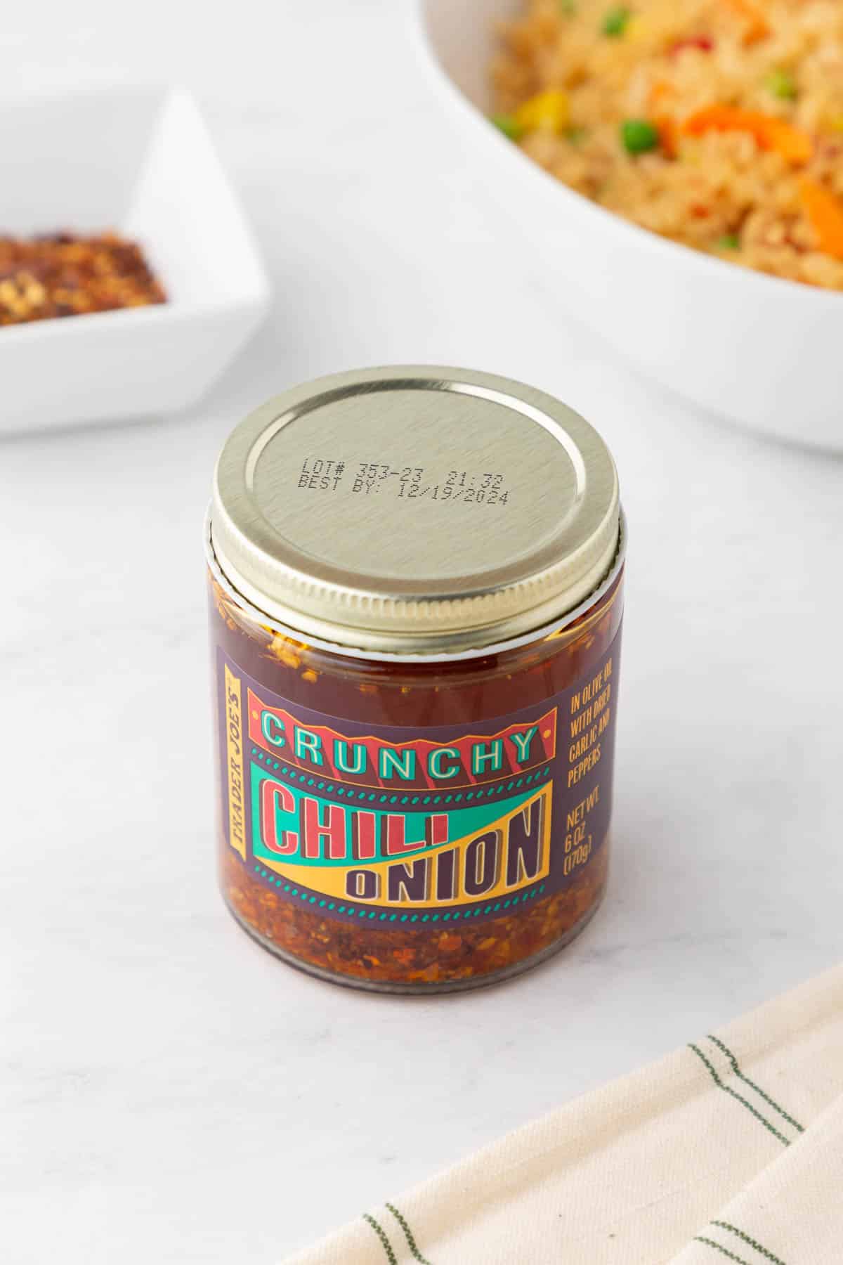 Trader Joe's Crunchy Chili onion jar.