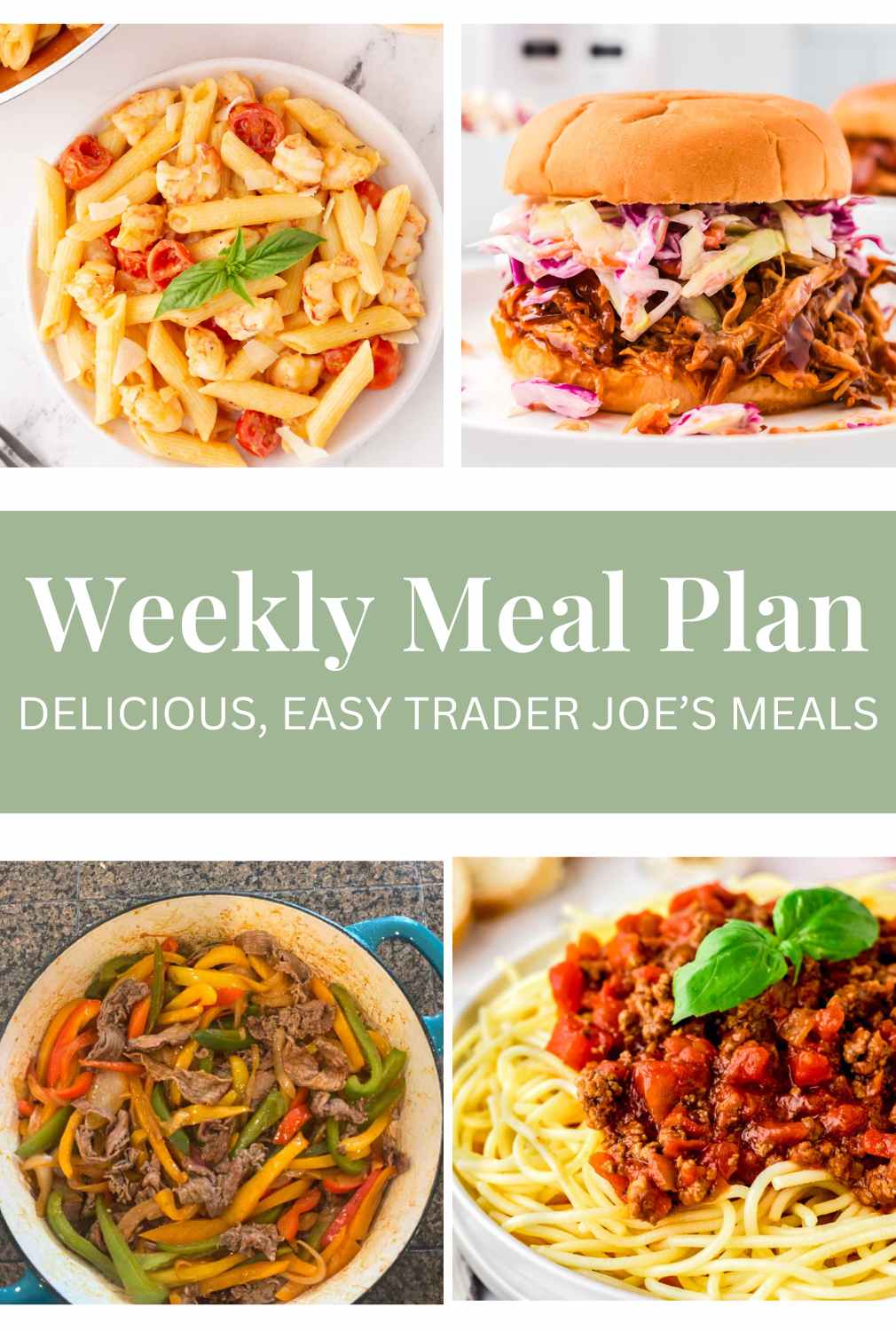 Trader Joe's weekly meal plan graphic.