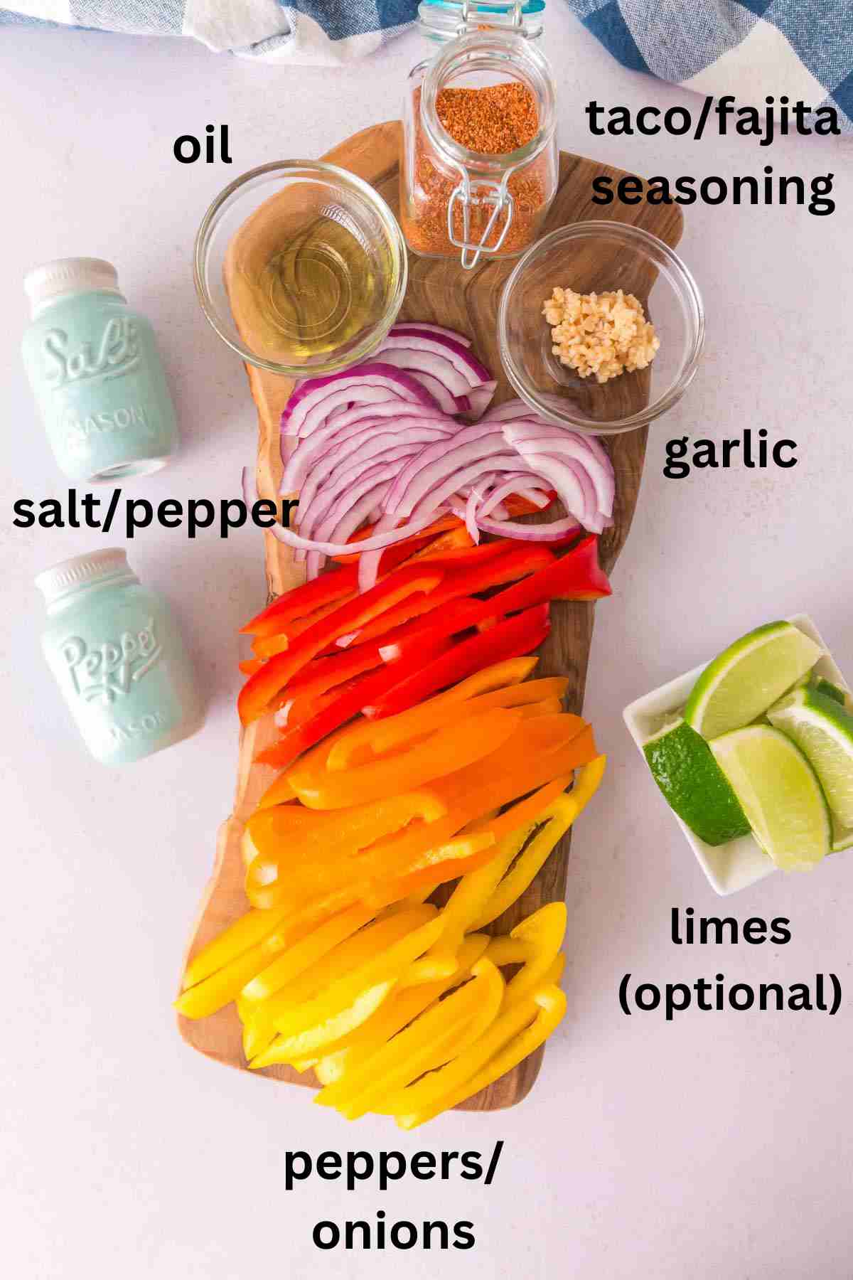 Ingredients needed to make easy fajita veggies.