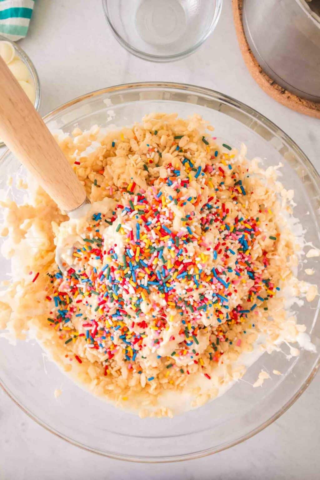 Rice Krispie Treats with Sprinkles and White Chocolate | Get On My Plate