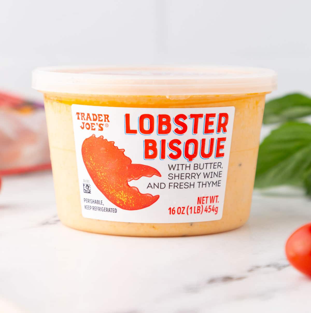 Container of Trader Joe's Lobster Bisque.