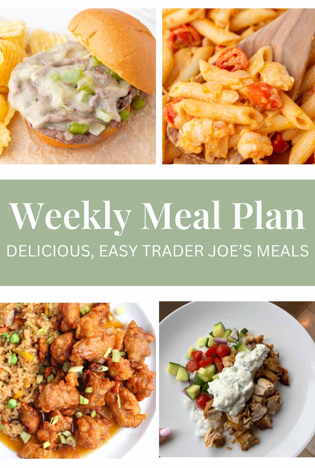 Trader Joe's weekly meal plan graphic.