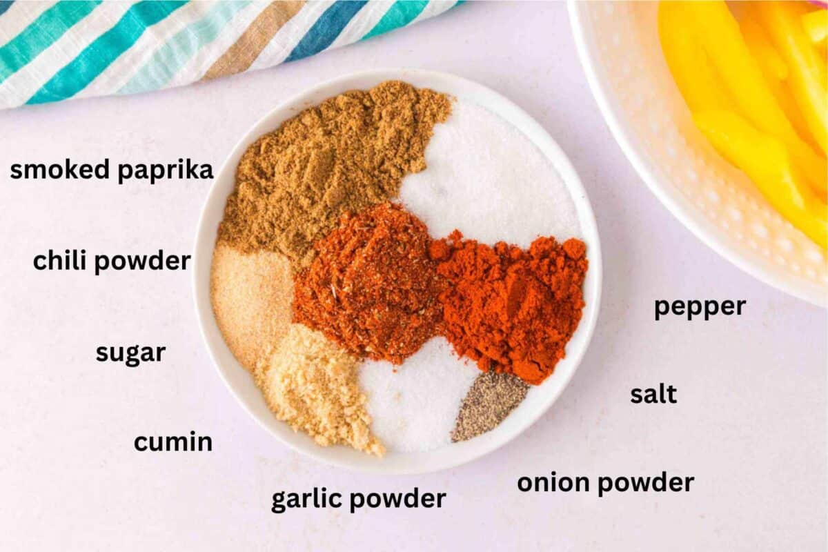 Ingredients needed for homemade fajita seasoning. 