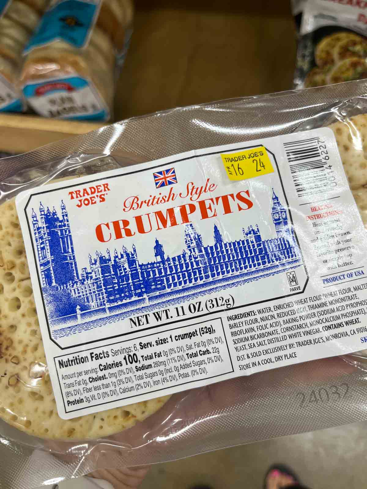 A package of Trader Joe's crumpets.