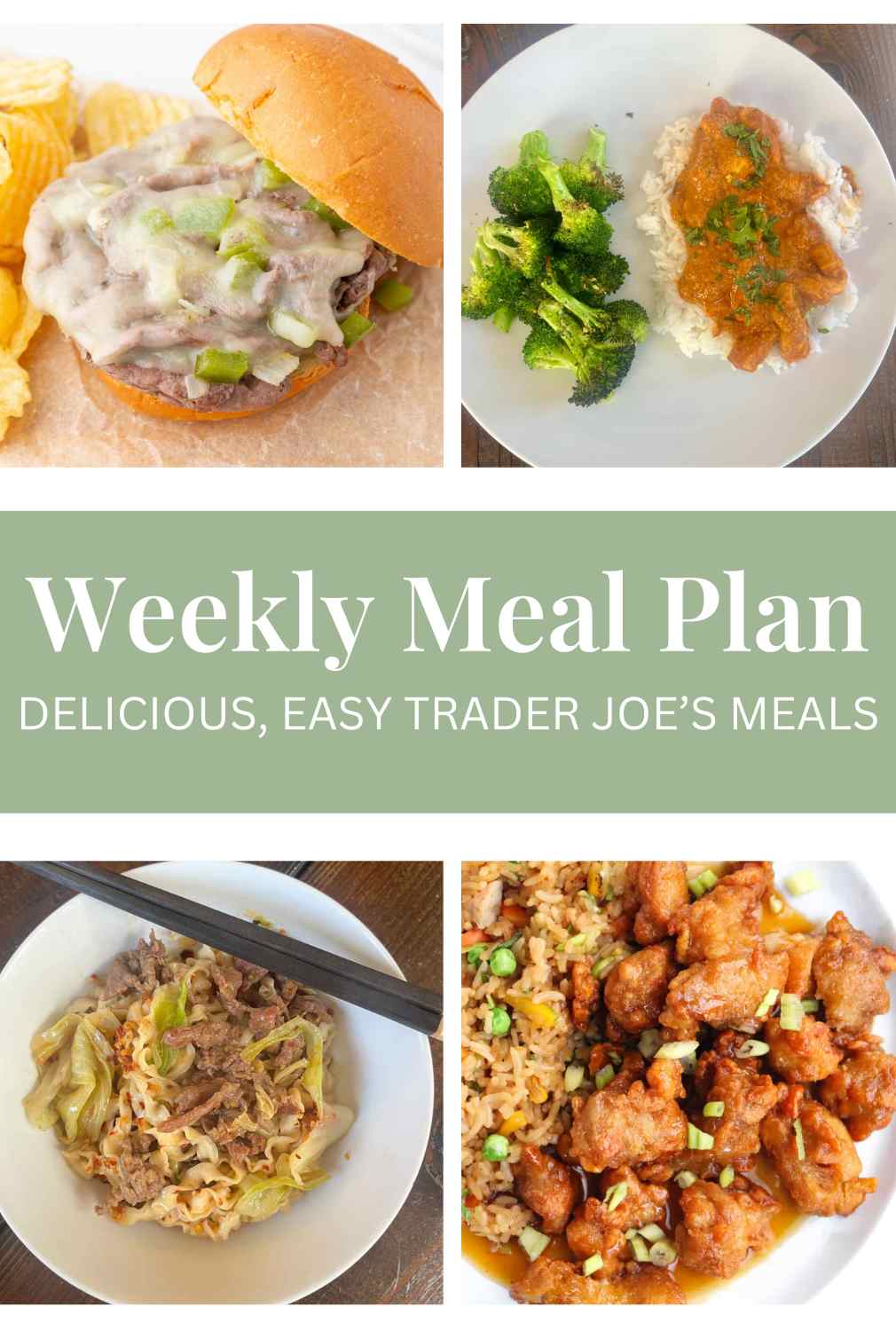 Weekly meal plan cover sheet with 4 dinners.