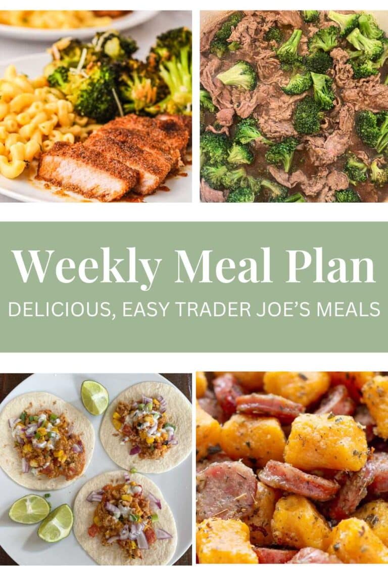 Trader Joe's Weekly meal plan showing 4 dinners from Trader Joe's.