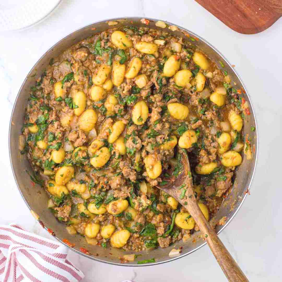 Featured image for Trader Joe's sausage and spinach gnoocchi.