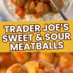 Pinterest pin for Trader Joe's sweet and sour meatballs.