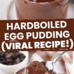 Pinterest pin for viral hardboiled egg chocolate pudding.