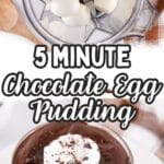 Pinterest pin for viral hardboiled egg chocolate pudding.